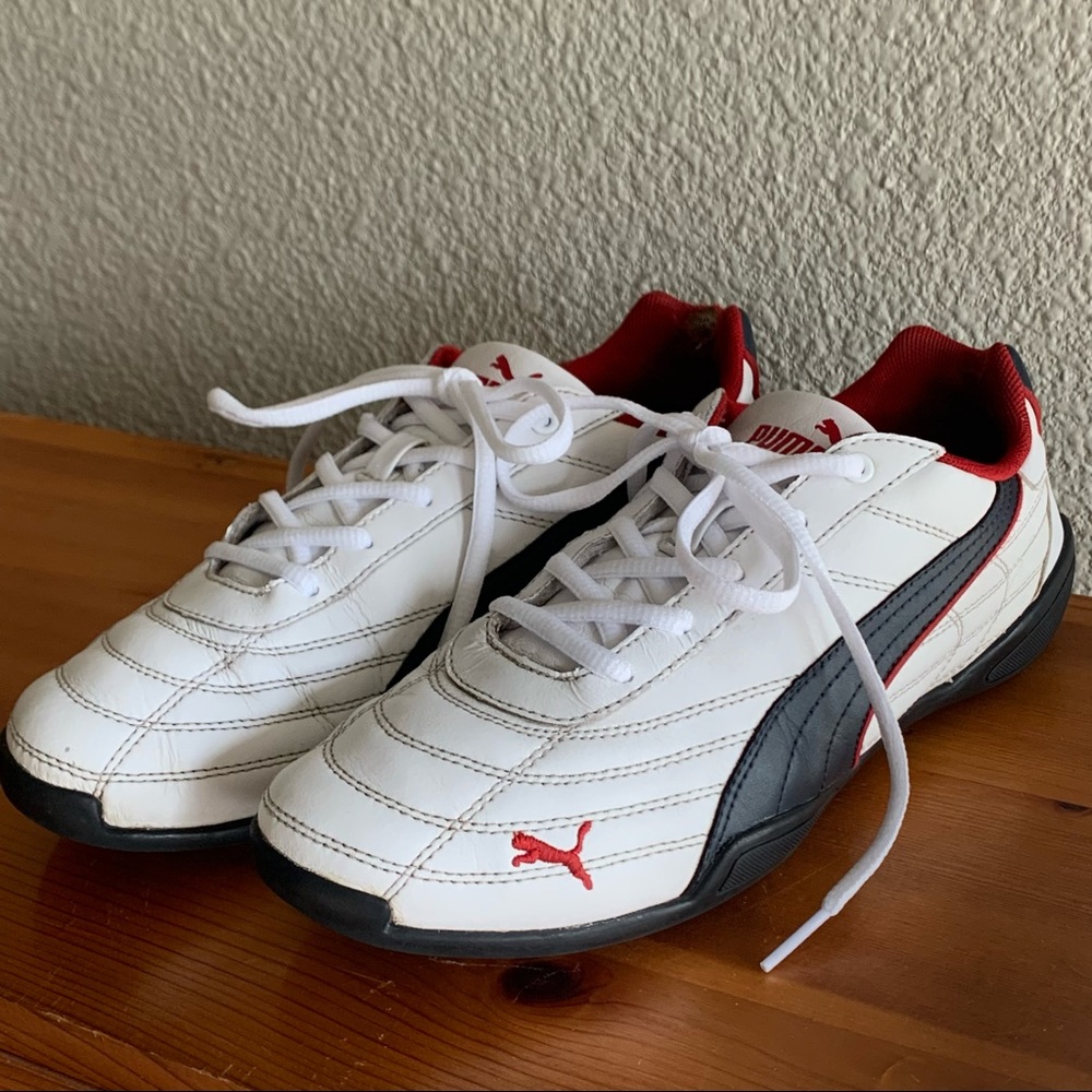 Puma Motorsport Speedcat Shoe White Leather, Red & Blue- Mens 6.5, Womens 8
